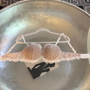 intimissimi Nude and White Lace Push-Up Bra